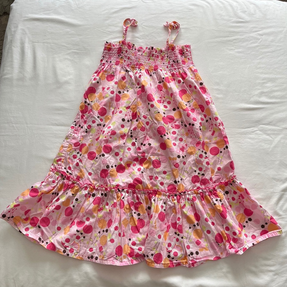 Pink Floral Summer Sundress Floral Size 130 (6-7) Hanna Andersson Pink
